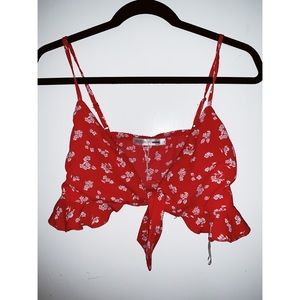 Princess Polly red crop too with tie